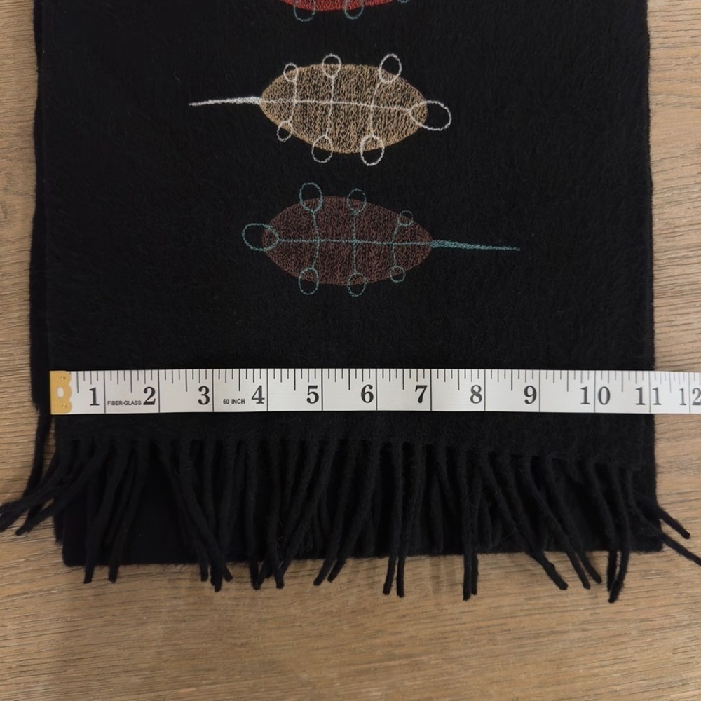 100% Lambswool Scarf Made In Great Britian-Black-Em Embroidery London-56" x 11" - Picture 4 of 10